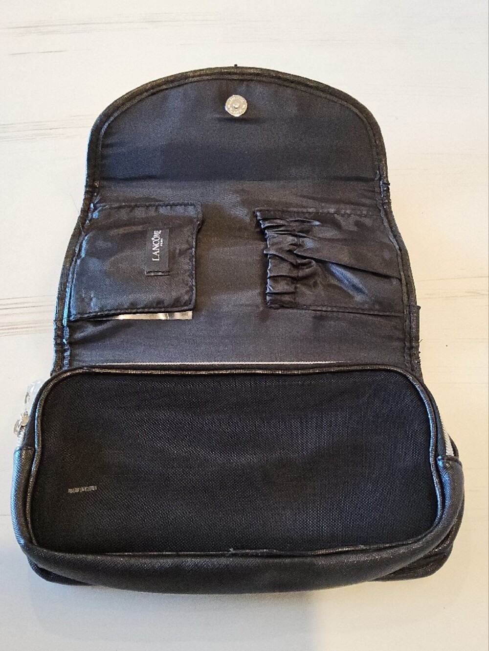 Lancome Black Women's Fold-Over accessories cosmetic bag Clutch